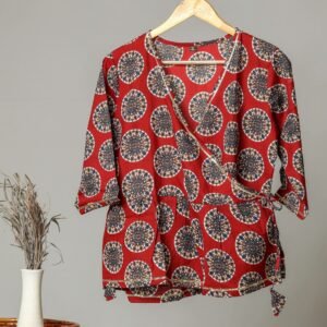 Handmade Block Print Cotton for Women ? Ethnic Floral Printed Top with Long Sleeves