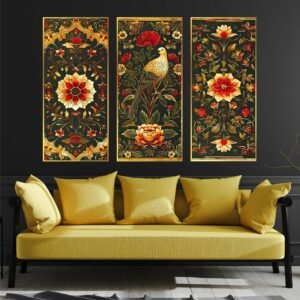 Set of Three large Wall Paintings for Wall Dacoration Golden Framed Wall Paintings for Living Room & Bedroom Wall Art for Home Decoration & Office Wall Décor (14x11 inch CH-LGD3-6)